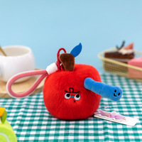 Étui pour écouteurs en forme de pomme, en forme de cœur de pomme, en forme de poupée en chiffon, en forme de pomme créative, en forme de pomme mignonne, en peluche, en fibre de polyester