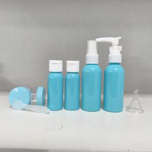 Juego de Botellas de Plástico PET Transparente con Pulverizador, para Lociones y Cremas, Envases Cosméticos Redondos, Set de Viaje - Product Image 1