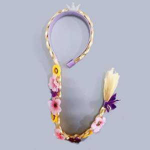 Moda princesa accesorios para el cabello niños fiesta de cumpleaños princesa <span class=keywords><strong>Rapunzel</strong></span> pelucas diadema <span class=keywords><strong>flor</strong></span> trenzada diadema para niñas - Product Image 3