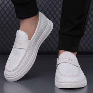 Mocasines Blancos Tejidos Sin Cordones, Transpirables, con Suela Suave, Zapatos Casuales para Hombre, Talla Adulto 189 - Product Image 3