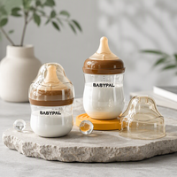 Bouteille d'alimentation pour nouveau-né sans BPA, anti-colique, large ouverture, tétine en silicone, motif imprimé, avec bouchon, 0-12 mois
