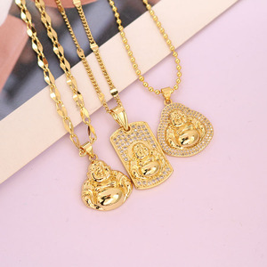 สร้อยคอจี้พระพุทธรูปและสร้อยคอชุบทอง18K ทันสมัย NZ1666ฮวงจุ้ยนำโชคสำหรับผู้ชายและผู้หญิง - Product Image 1