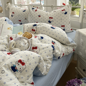 Puff Yarn Print Soft Mite-Proof Moisture-Wicking Breathable Lightweight Polyester Cartoon Pattern 4-Piece <b>Single</b> <b>Bedding</b> <b>Set</b> - Product Image 3