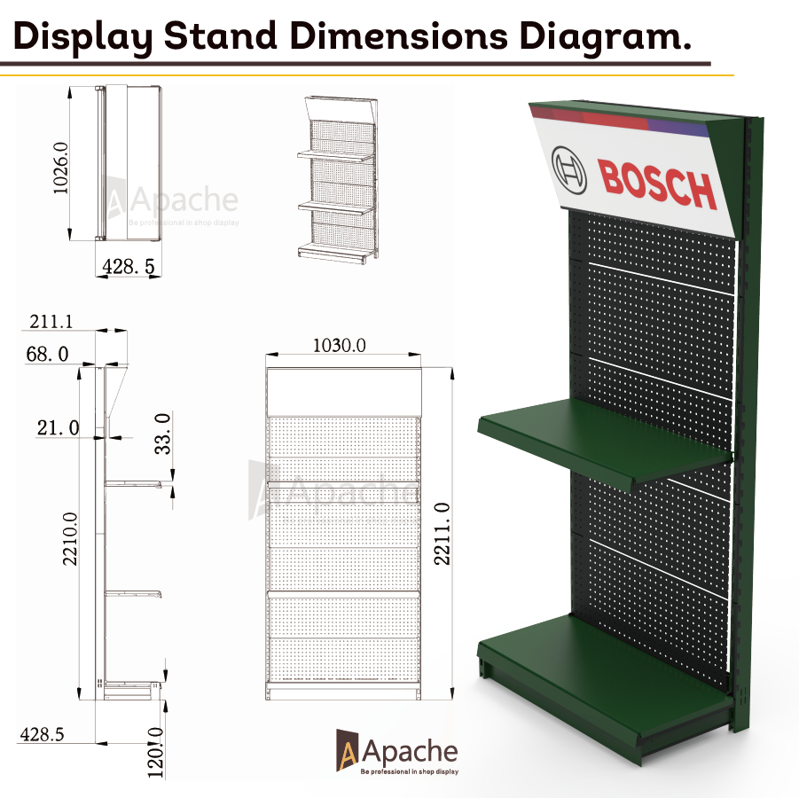 Apache Custom Metal Pegboard Hook Single-side Display Stand for Auto Repair Shop & Factory Use for Hardware Tool — view 2