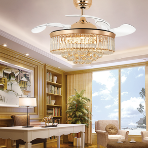 <span class=keywords><strong>Prix</strong></span> de gros 110-240V Ventilateur de plafond décoratif de luxe moderne avec lames cachées Lampes en cristal - Product Image 5