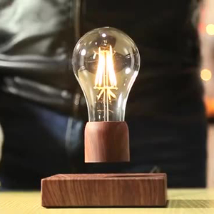 Bombilla Maglev de Madera de <span class=keywords><strong>Caoba</strong></span> con Ángulo Plano, Inalámbrica, Luz Nocturna, Decoración de Escritorio, Decoración de Dormitorio y Oficina, Regalo - Product Image 2