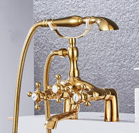 Ensemble de douche à effet pluie TONUA de style européen en laiton chromé, double colonne, à poser sur le plan, avec double poignée et mitigeur, robinet de bain moderne en céramique