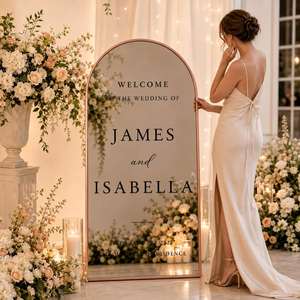 Personalized Wedding Welcome Mirror Decal, Vinyl Reception Sign <b>Sticker</b>, Couple <b>Name</b> Design, Ceremony Entrance Accent - Product Image 3