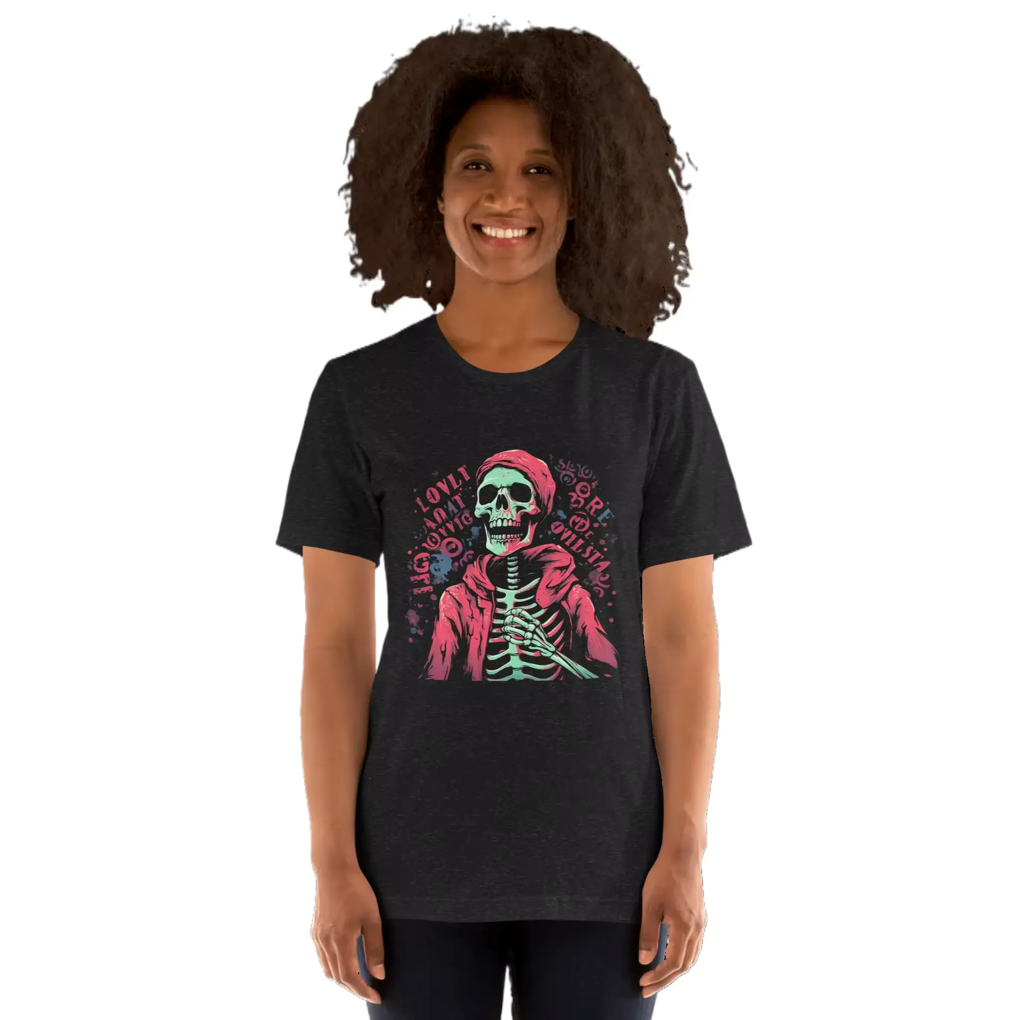 새로운 트렌드 경량 100% 면 인쇄 해골 & 편지 남녀 공용 티셔츠 도매 여성 티셔츠