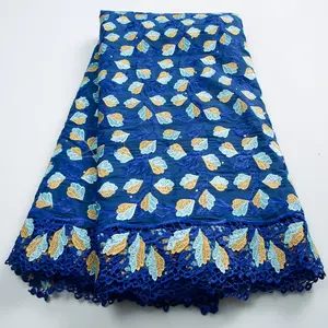 3363 semplice tessuto in Voile svizzero africano in pizzo con strass di alta qualità in stile Dubai di cotone pizzo a secco per le donne - Product Image 1