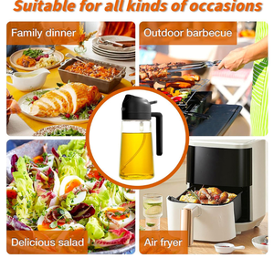 Distributeur et pulvérisateur d'huile d'olive en verre de 16oz 470ml au design moderne pour la cuisine et <span class=keywords><strong>le</strong></span> camping - Product Image 6