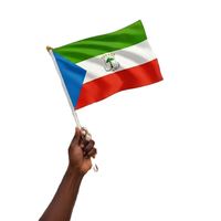 Drapeau national de la Guinée équatoriale 14*21 cm en polyester, à agiter à la main, petit bannière à bâton pour les élections et les événements sportifs, vente en gros