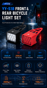 ชุดไฟจักรยานหน้า-หลัง WOSEN T6 13 โหมด IPX6 พร้อมสายรัด SOS สำหรับขี่กลางคืน เดินทางไกล ปั่นจักรยานเสือภูเขา ไฟฉาย LED - Product Image 3