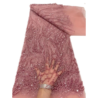Nouveau Style de Tissus en Dentelle Filet Africaine Française NI.AI Avec Paillettes et Perles Couleur Noire pour Robe de Soirée Femme