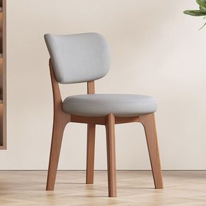 Chaise d'hôtel rembourrée en bois massif de style nordique, minimaliste moderne, dossier crème de luxe léger, usage domestique, revêtement souple L017 - Product Image 5