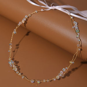 Simple brillante AB piedra nupcial pelo vides cristal mujeres boda tocado - Product Image 3