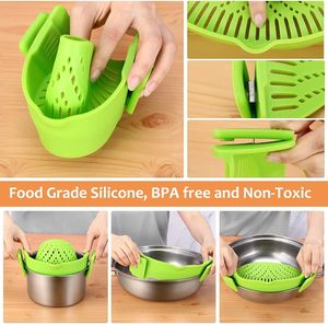 Flexible Silicone Strainer Pot Drainer Cooking Tools Adjustable <b>Clip</b> on Strainer for Pots - Product Image 2