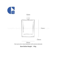 Vente en gros de flacons de parfum carrés plats en verre transparent de 50 ml (1,7 fl.oz) avec paroi épaisse et col standard de 15 mm