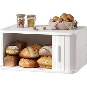 Boîte de rangement à double couche pour pain, en bambou blanc, pour comptoir de cuisine, conteneur à pâtisserie, biscuits et aliments avec fenêtre transparente - Product Image 5