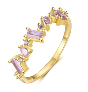 Twelve Birthstone Zircon Anillo de moda para mujer de cobre chapado en oro inspirado en lujo - Product Image 6