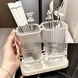 Boîte de rangement transparente simple pour baguettes de luxe, tambour suspendu au mur, étagère de vidange, boîte de rangement pour baguettes de cuisine - Product Image 3