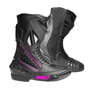 Bottes de moto en cuir pour la course avec des caractéristiques de protection élevées, fermeture éclair latérale YKK + Velcro, sliders de bout modernes pour la course/sport touring - Product Image 1
