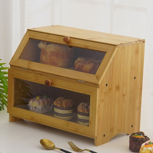 Caja de pan de bambú multifuncional de gran capacidad para almacenamiento de aperitivos, caja grande de madera para el hogar, sala de estar, cocina, caja de almacenamiento de alimentos - Product Image 2