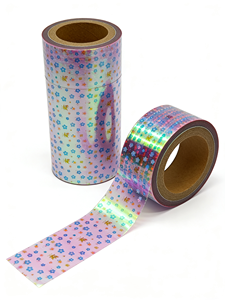 <span class=keywords><strong>Film</strong></span> en rouleau holographique arc-en-ciel BOPP CPP enduit d'aluminium pour l'emballage automatique de bonbons, de chocolats et de bonbons durs - Product Image 2