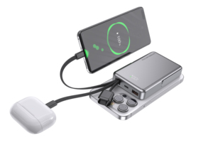 Nouvelle batterie externe magnétique à moule privé 15W 10000mAh PD 22.5W Charge rapide Chargeur portable avec béquille pliable Câbles doubles - Product Image 5