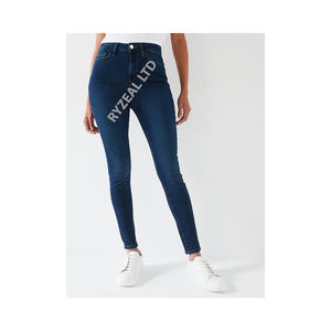 Pantalon en denim droit taille haute pour femmes décontracté Sexy tenue de tous les jours confortable coupe ajustée avec confort extensible Style décontracté - Product Image 3