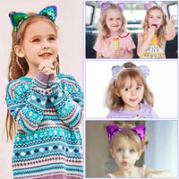 Xintian Kids Bestseller transfrontalier : Bandeau de dessin animé mignon, boutons de manchette, accessoire sportif à oreilles de chat avec paillettes écailles de poisson style revers