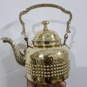 Modern Style Arabic Brass Dallah <b>Tea</b> Pot with <b>Wooden</b> Handle Unique Attractive Metal Coffee Kettle Novelty Design <b>Tea</b> <b>Set</b> - Product Image 2