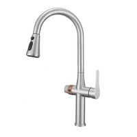 Robinet de cuisine rétractable 3 en 1 en acier inoxydable 304 à trois voies Mélangeur d'évier Robinet de filtre à eau potable