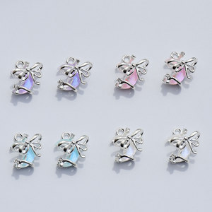 Pendentif demi-lune rétro en alliage plaqué pour la fabrication de boucles d'oreilles, composants de bijoux, bleu, rose, violet, blanc - Product Image 2