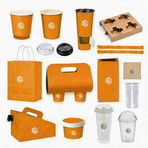 ชุดบรรจุภัณฑ์กาแฟแบบเป็นมิตรต่อสิ่งแวดล้อม ขนาด 6 ออนซ์ 8 ออนซ์ แก้วกระดาษแบบผนังเดียว พิมพ์โลโก้ได้ รีไซเคิลได้ ถุงพลาสติกแบบนำกลับบ้าน กล่อง สำหรับร้านกาแฟ - Product Image 1