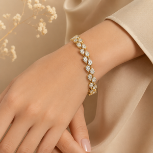 Silver Heart Cut Bracelet Double <b>Row</b> Cubic Zirconia Cluster Bangle Luxury Jewelry <b>Gift</b> Box Included for Women fine bracelets - Product Image 5