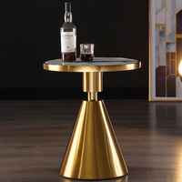 Table d'appoint moderne en marbre, ronde et créative, avec cylindre en or et titane en acier inoxydable, table basse, meubles de salon de luxe