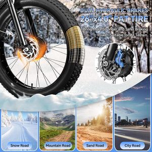 Vélo de montagne électrique à double moteur 250W, pneus larges 26 pouces, fourche à suspension, batterie lithium, capacité de charge 150kg, vélo électrique commercial ODM - Product Image 2