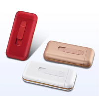 Briquet électrique personnalisé avec logo, boîte à cigarettes en plastique, fumée fine, briquet rechargeable USB portable avec étui à cigarettes pour femmes