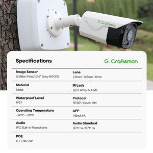 <span class=keywords><strong>Camera</strong></span> giám sát <span class=keywords><strong>IP</strong></span> POE chất lượng cao bán chạy nhất GA-ZFI-M5S Gcraftsman 5MP, tích hợp AI phát hiện chuyển động, có sẵn, giao hàng nhanh - Product Image 2