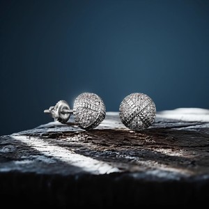 Stud Earrings Ball Shape Micro Pave Zircon Two Tone Gold Plated Geometric Design Party Fashion Jewelry - Product Image 3