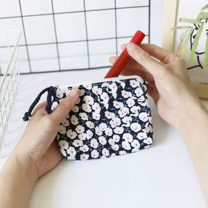 Custom Logo Coin <b>Purse</b> Key Mini Canvas Pouch with Zipper Simple Gift Cotton Canvas Cosmetic Makeup Bag - Product Image 5