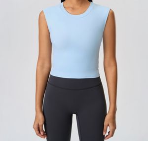 Débardeur sans manches extensible dans les quatre sens respirant de qualité supérieure hauts de Yoga pour femmes t-shirts d'entraînement à séchage rapide Logo avant vêtements de sport d'été - Product Image 2