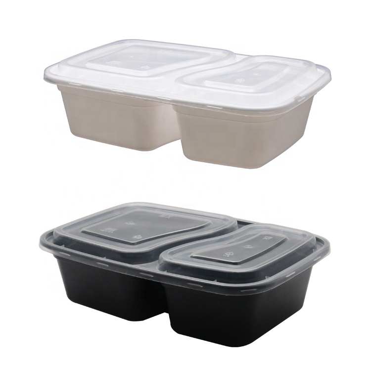1000ML Sinh Thái Thân Thiện 2 Ngăn Hộp Đựng Thực Phẩm Dùng Một Lần Microwavable Phân Hủy Sinh Học Đen Eco Leakproof Bento Box