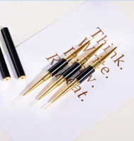 Pinceau ultra-fin pour nail art, manche noir brillant, virole dorée, stylo de précision pour rayures et dessins, pinceau professionnel pour nail art