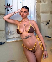 Maillot de bain bikini à armatures personnalisé imprimé allover, robe de plage rétro pour femmes, vêtements de surf d'été, nouvelle collection