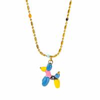 Collier fantaisie personnalisé en acier inoxydable 316L pour femme, pendentif chien ballon émaillé, bijou fantaisie coloré doré, cadeau amusant