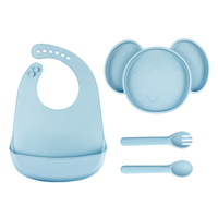 Ensemble de 4 Assiettes pour Enfants en Silicone Réutilisables, Portables, Sans BPA, Résistantes à la Chaleur, Lavables au Lave-Vaisselle, Écologiques, Non Toxiques, Motif Dessin Animé Mignon