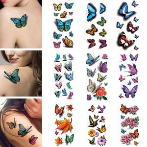 Pegatina inteligente ecológica no tóxica personalizada 3D mariposa flores cuerpo <span class=keywords><strong>pierna</strong></span> medio brazo decoración <span class=keywords><strong>tatuaje</strong></span> temporal pegatina - Product Image 3