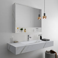 Lavabo mural en surface solide à motif marbre moderne pour salle de bain, lavabo pour usage domestique, lavabo pour application sanitaire